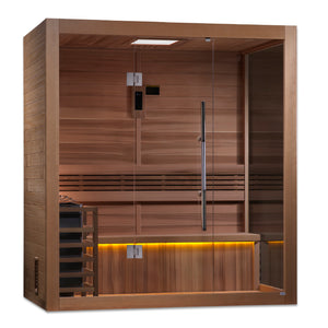 Golden Designs "Forssa Edition" 3-4 Person Indoor Traditional Steam Sauna - Canadian Red Cedar Interior GDI-7203-01