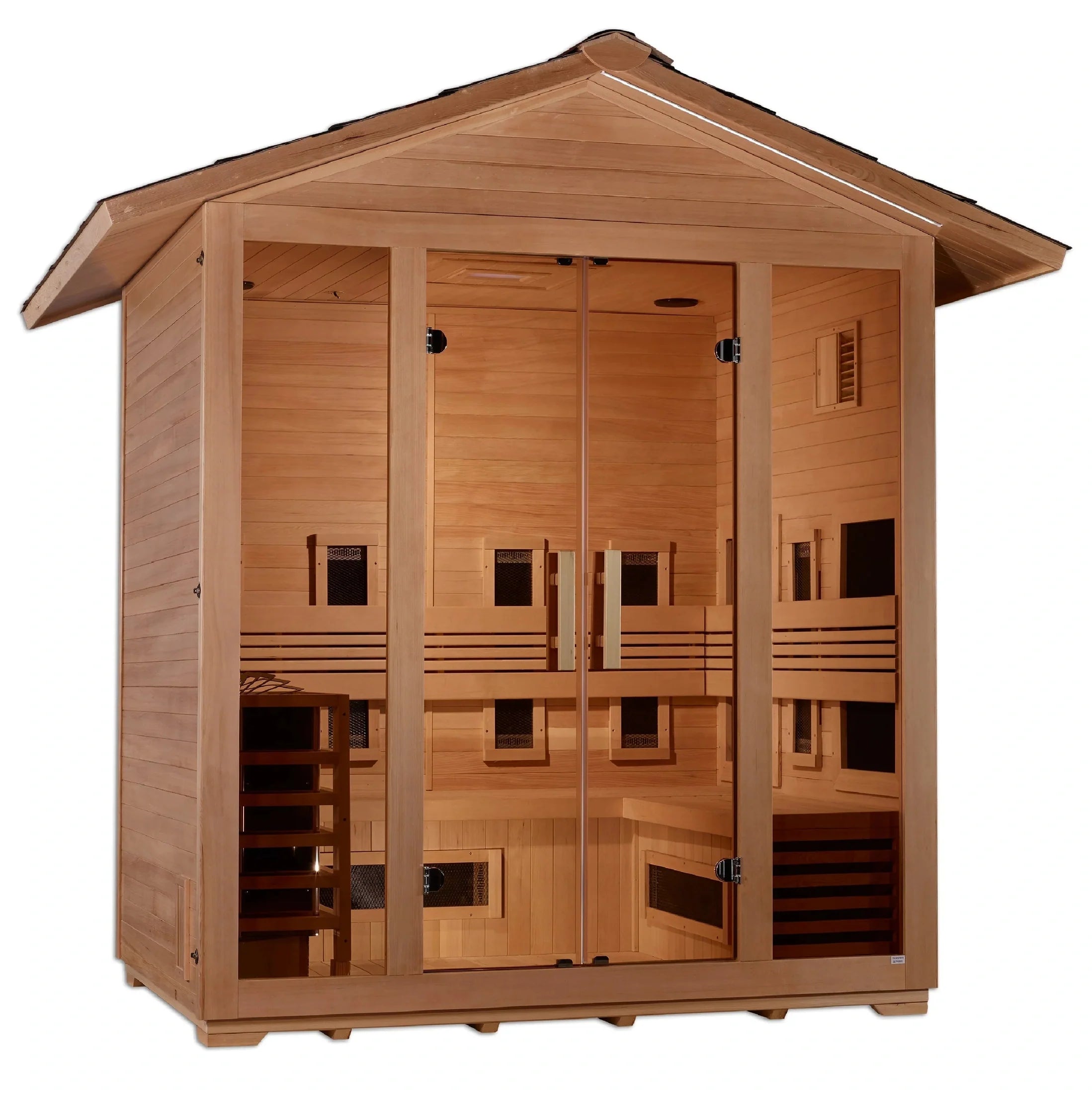 GOLDEN DESIGNS "GARGELLEN" 5 PERSON HYBRID OUTDOOR STEAM SAUNA - CANADIAN HEMLOCK GDI-8125-01