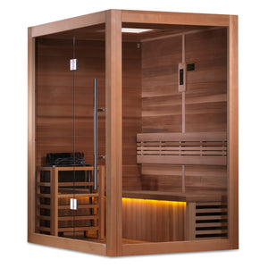 Golden Designs "Hanko Edition" 2-3 Person Indoor Traditional Steam Sauna - Canadian Red Cedar Interior GDI-7202-01