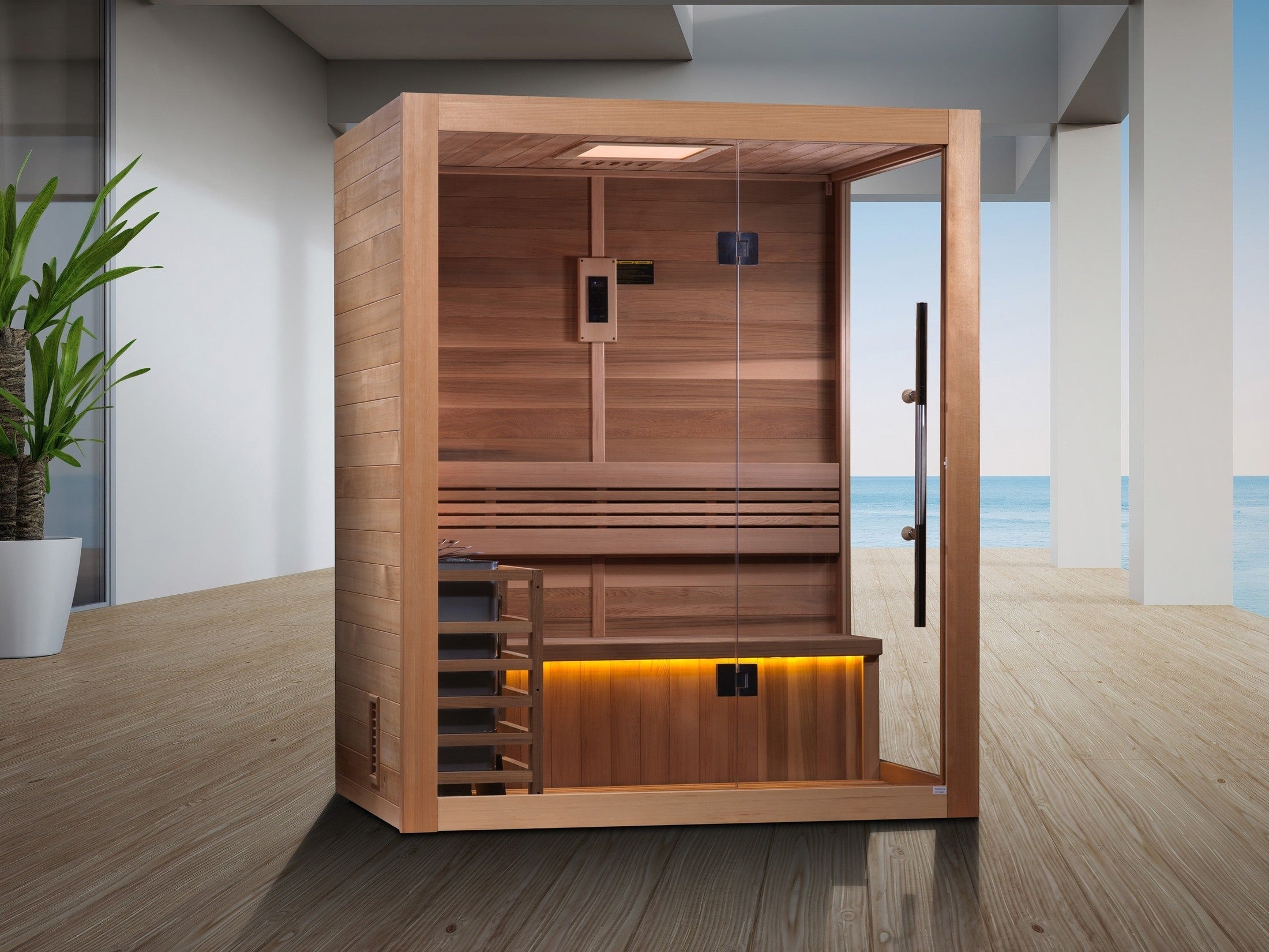 Golden Designs "Hanko Edition" 2-3 Person Indoor Traditional Steam Sauna - Canadian Red Cedar Interior GDI-7202-01