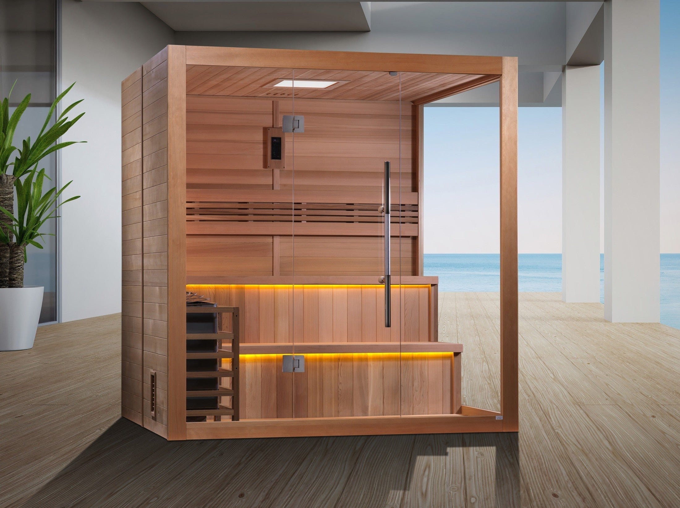Golden Designs "Kuusamo Edition" 6 Person Indoor Traditional Steam Sauna - Canadian Red Cedar Interior GDI-7206-01