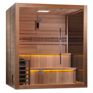 Golden Designs "Kuusamo Edition" 6 Person Indoor Traditional Steam Sauna - Canadian Red Cedar Interior GDI-7206-01