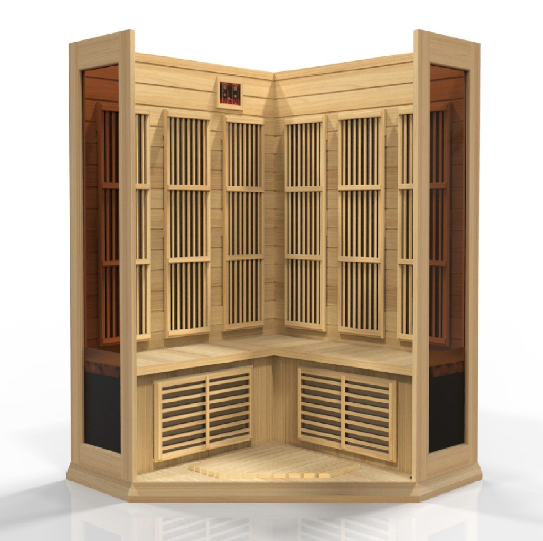 Golden Designs Maxxus 3 Person Corner Low EMF FAR Infrared Carbon Canadian Hemlock Sauna MX-K356-01