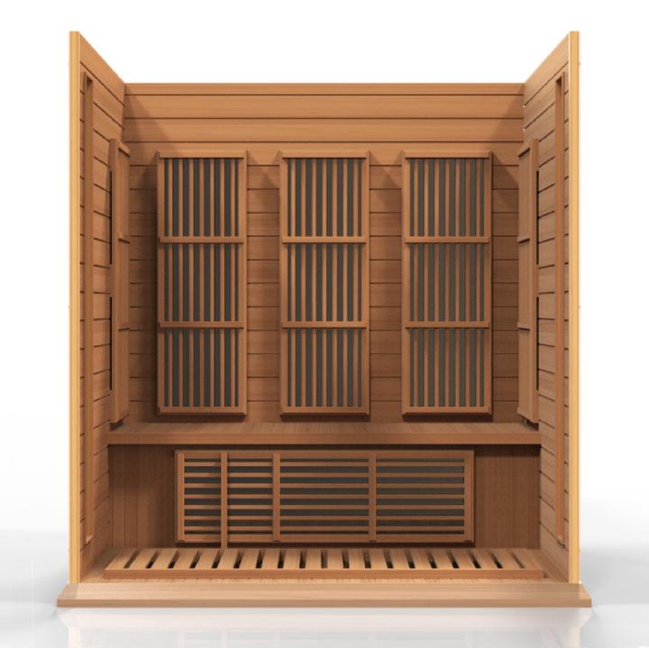 Golden Designs Maxxus "Avignon Edition" 3 Person Near Zero EMF FAR Infrared Sauna - Canadian Red Cedar - PrimeFair