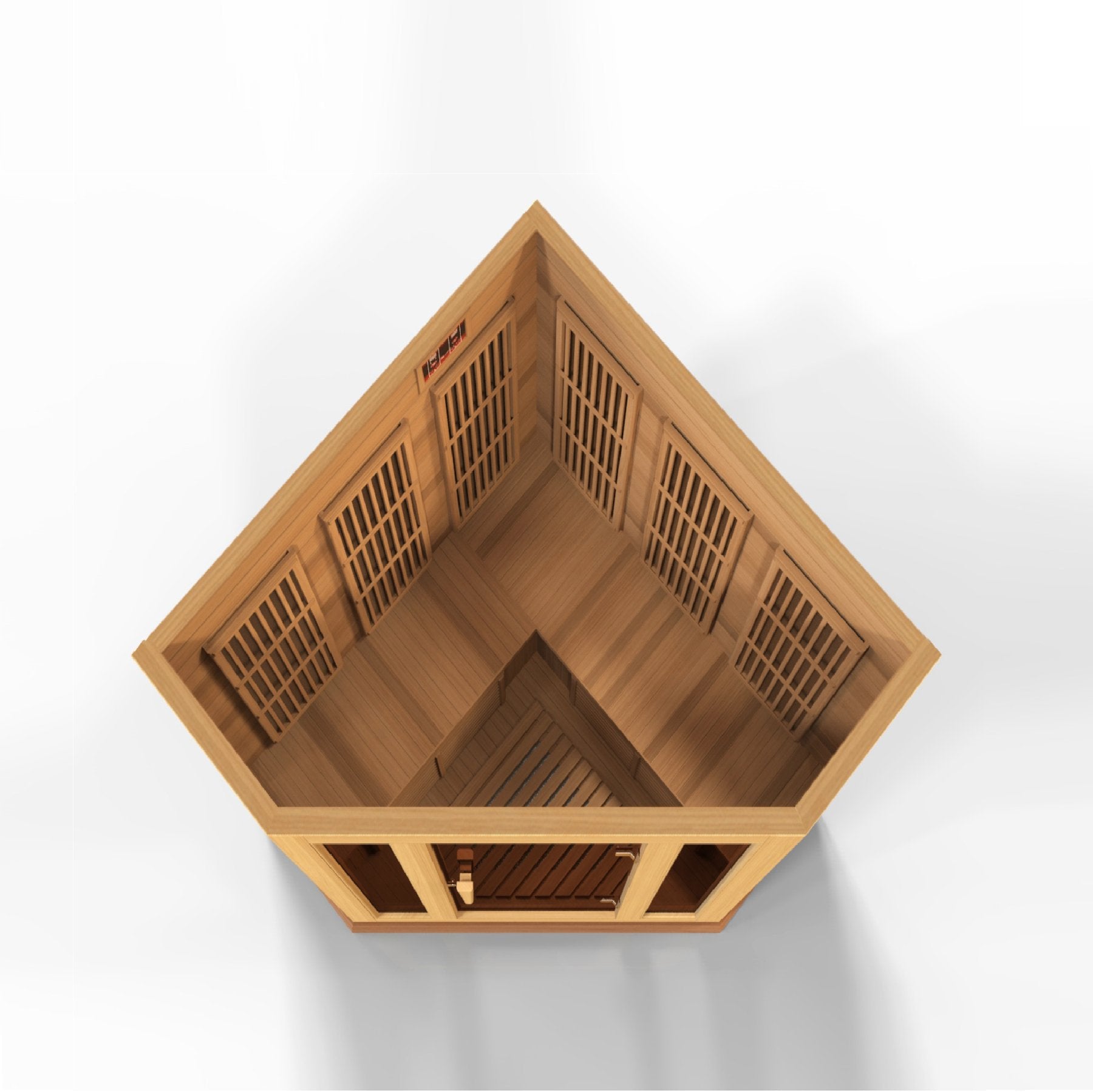 Golden Designs Maxxus "Chaumont Edition" 3 Person Corner Near Zero EMF FAR Infrared Sauna - Canadian Red Cedar - PrimeFair