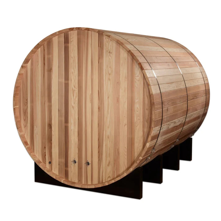 GOLDEN DESIGNS Outdoor Barrel Steam Sauna  6-Person "Klosters" Traditional Sauna with Red Cedar Wood - GDI-B006-01