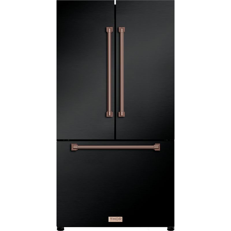 Gordon Ramsay by THOR Kitchen 36" 20.3 cu. ft. French Door Counter Depth Refrigerator with Ice Maker in Matte Black with Navy Blue Accents, RF3621CTD00 - RF3621CTD99