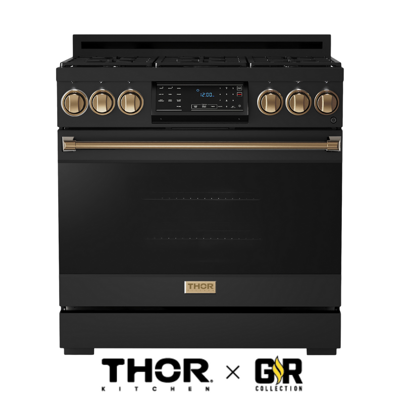 Gordon Ramsay by THOR Kitchen 36" 6.0 cu. ft. Professional Natural Gas Range with Tilt Panel Touch Control, Self-Clean and Air Fry in Stainless Steel, RSG36