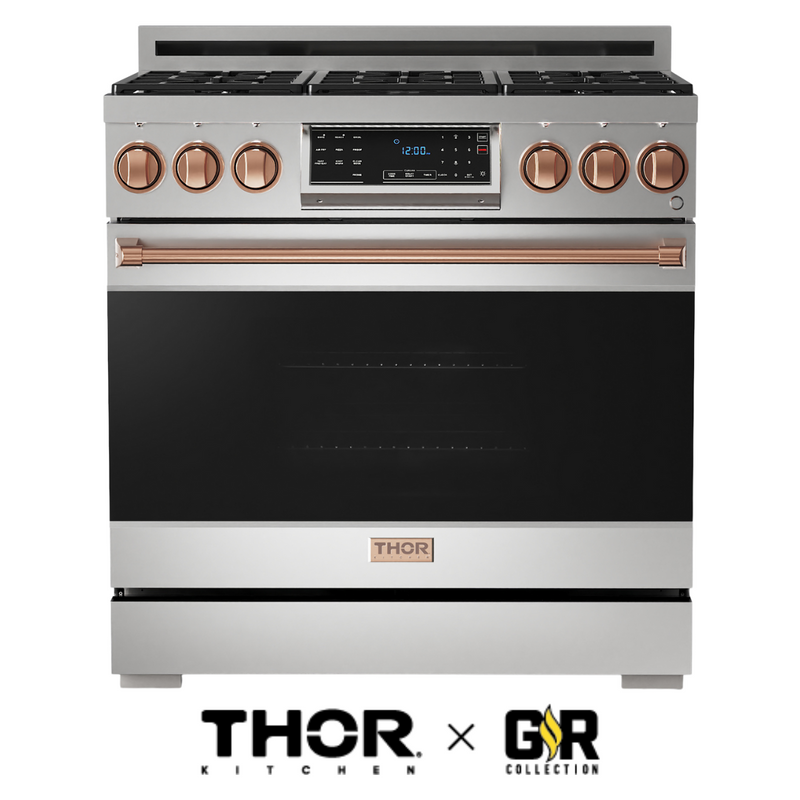 Gordon Ramsay by THOR Kitchen 36" 6.0 cu. ft. Professional Natural Gas Range with Tilt Panel Touch Control, Self-Clean and Air Fry in Stainless Steel, RSG36