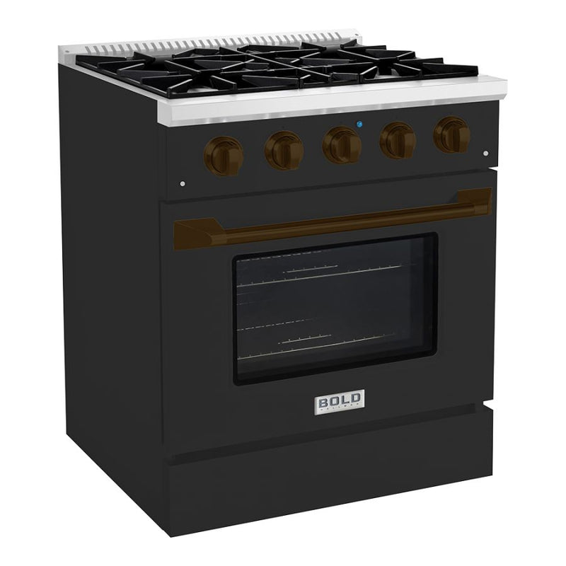 HALLMAN Bold Series 30" Gas Freestanding Range with Bronze Trim - HBRG30BZ