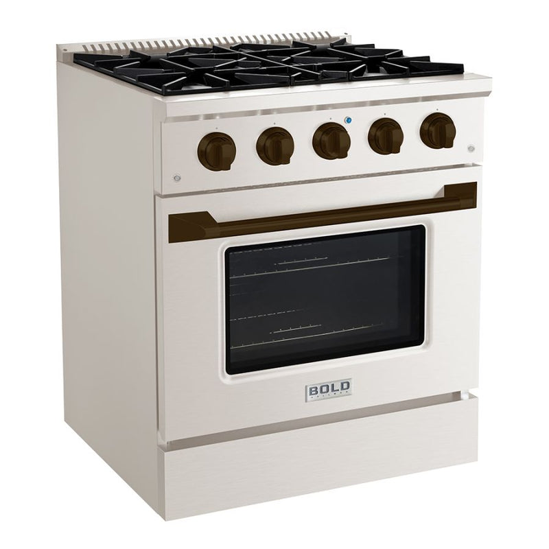 HALLMAN Bold Series 30" Gas Freestanding Range with Bronze Trim - HBRG30BZ