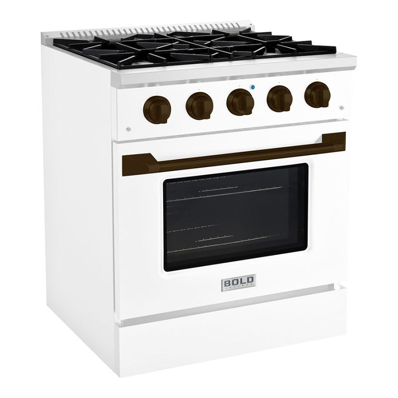 HALLMAN Bold Series 30" Gas Freestanding Range with Bronze Trim - HBRG30BZ