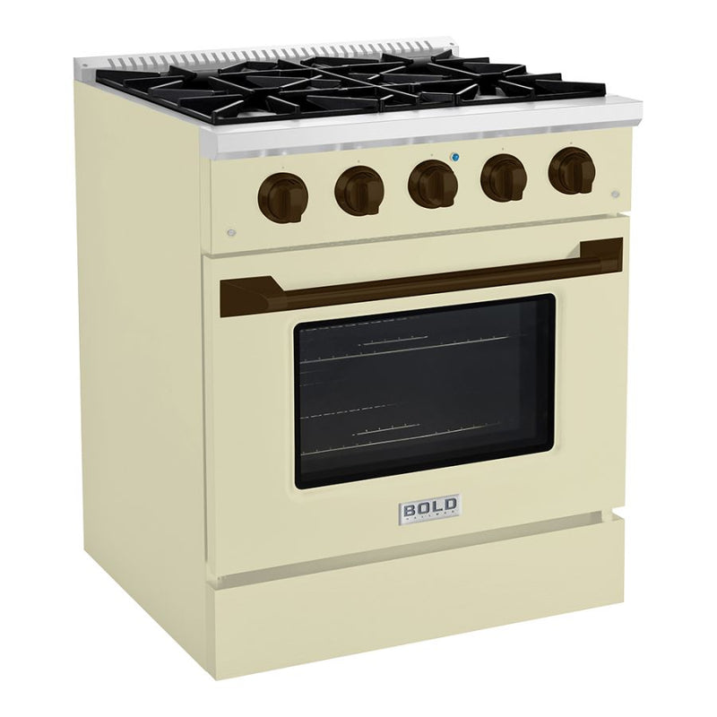 HALLMAN Bold Series 30" Gas Freestanding Range with Bronze Trim - HBRG30BZ