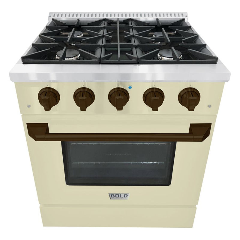 HALLMAN Bold Series 30" Gas Freestanding Range with Bronze Trim - HBRG30BZ