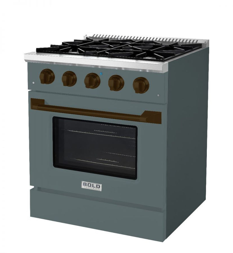 HALLMAN Bold Series 30" Gas Freestanding Range with Bronze Trim - HBRG30BZ