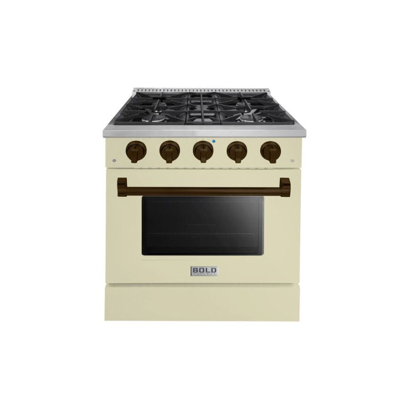 HALLMAN Bold Series 30" Gas Freestanding Range with Bronze Trim - HBRG30BZ