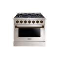 HALLMAN Bold Series 36" Dual Fuel Freestanding Range with Bronze Trim - HBRDF36BZ