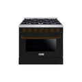 HALLMAN Bold Series 36" Dual Fuel Freestanding Range with Bronze Trim - HBRDF36BZ