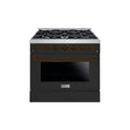 HALLMAN Bold Series 36" Dual Fuel Freestanding Range with Bronze Trim - HBRDF36BZ