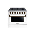 HALLMAN Bold Series 36" Dual Fuel Freestanding Range with Bronze Trim - HBRDF36BZ