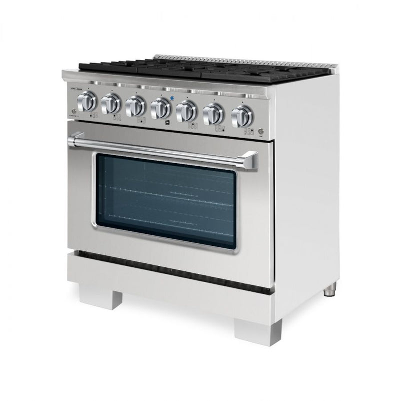 HALLMAN Bold Series 36" Gas Freestanding Range with Chrome Trim - HBRG36CM