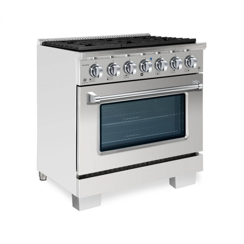 HALLMAN Bold Series 36" Gas Freestanding Range with Chrome Trim - HBRG36CM