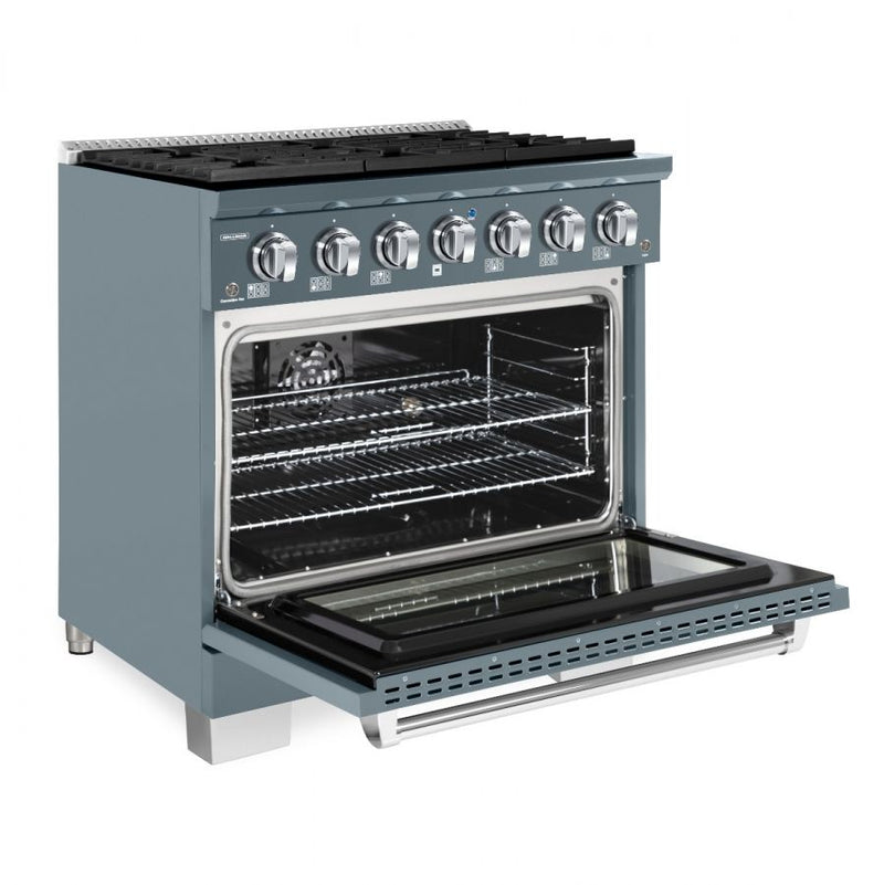 HALLMAN Bold Series 36" Gas Freestanding Range with Chrome Trim - HBRG36CM