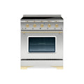 HALLMAN Classico 30-inch Induction Freestanding Range with Brass Trim - HCLIR30BS