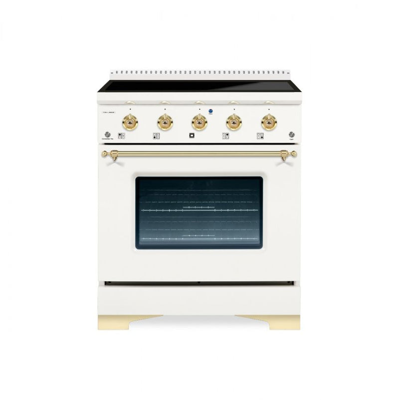 HALLMAN Classico 30-inch Induction Freestanding Range with Brass Trim - HCLIR30BS