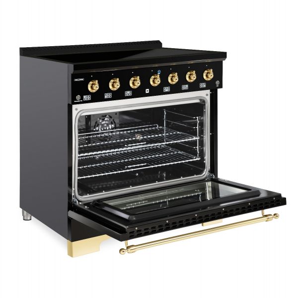 HALLMAN Classico 36-inch Induction Range with Brass Trim - HCLIR36BS