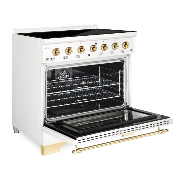 HALLMAN Classico 36-inch Induction Range with Brass Trim - HCLIR36BS