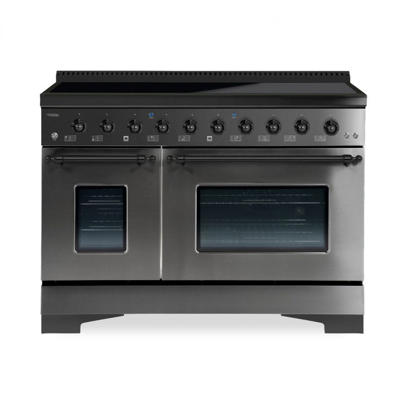 HALLMAN Classico 48-inch Induction Range in Black Stainless with Black Stainless Trim - HCLIR48BXBX