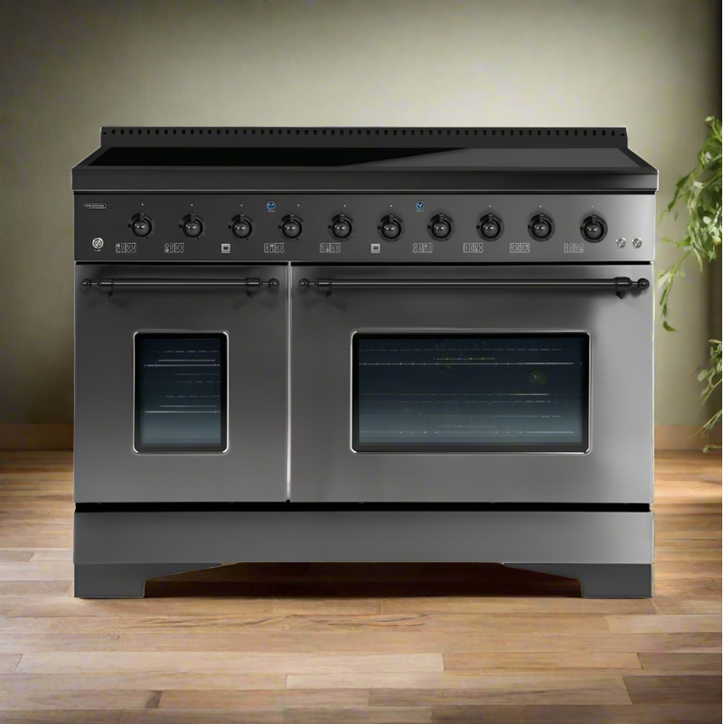 HALLMAN Classico 48-inch Induction Range in Black Stainless with Black Stainless Trim - HCLIR48BXBX