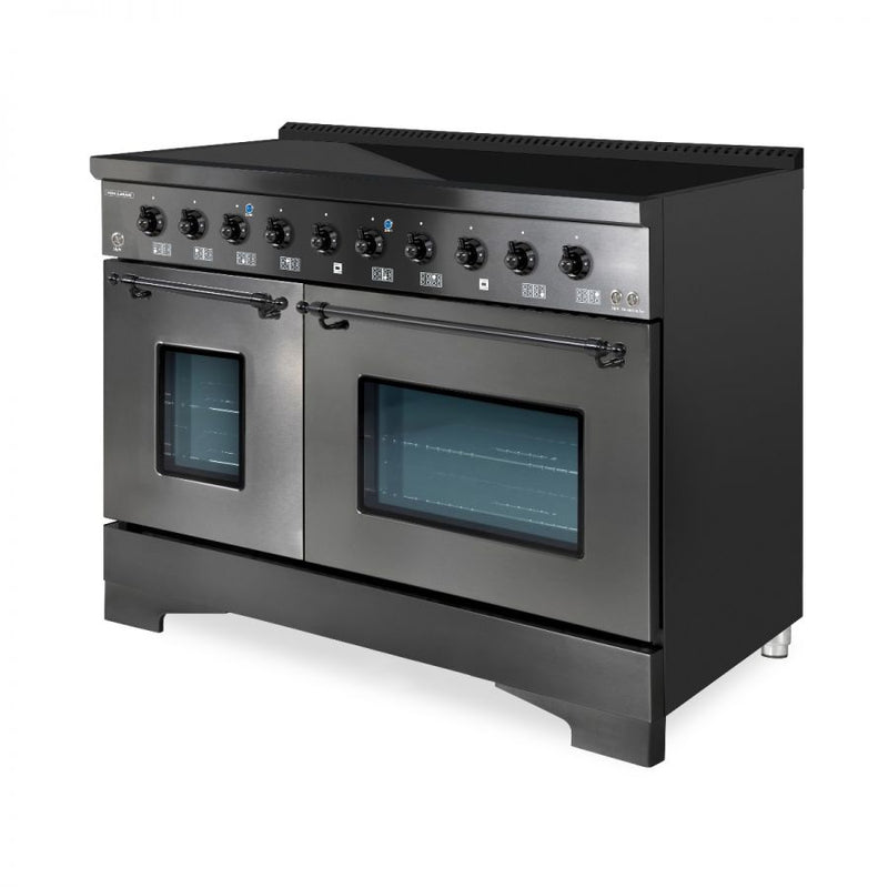 HALLMAN Classico 48-inch Induction Range in Black Stainless with Black Stainless Trim - HCLIR48BXBX