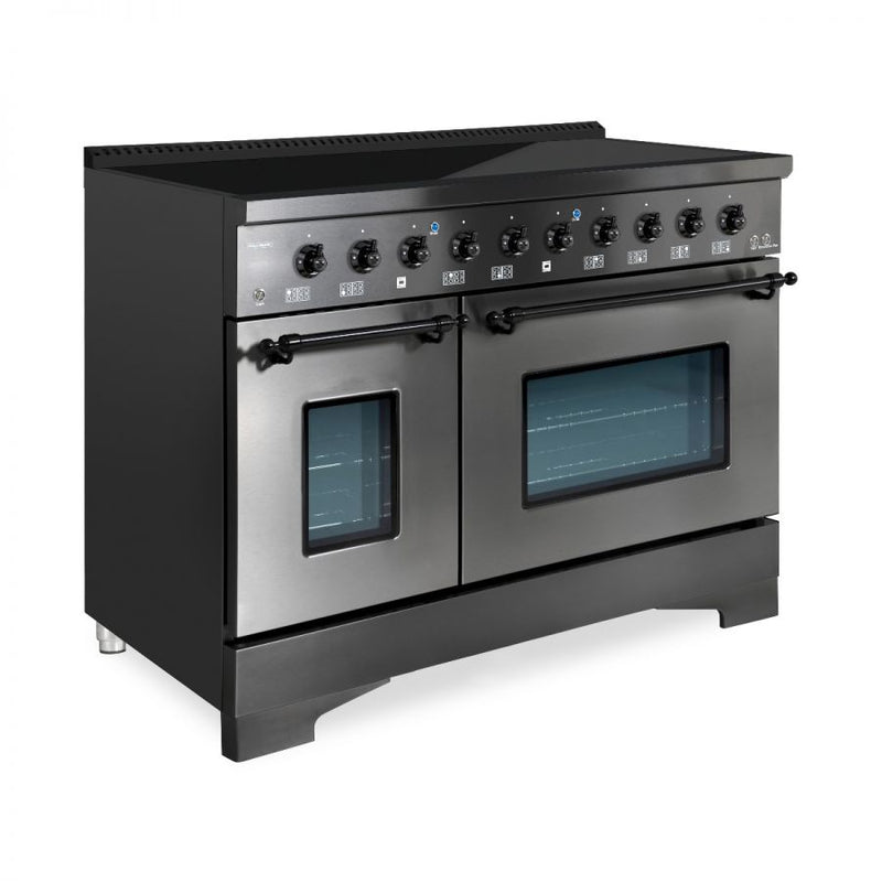 HALLMAN Classico 48-inch Induction Range in Black Stainless with Black Stainless Trim - HCLIR48BXBX