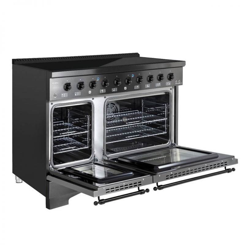 HALLMAN Classico 48-inch Induction Range in Black Stainless with Black Stainless Trim - HCLIR48BXBX