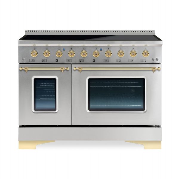 HALLMAN Classico 48-inch Induction Range with Brass Trim - HCLIR48BS