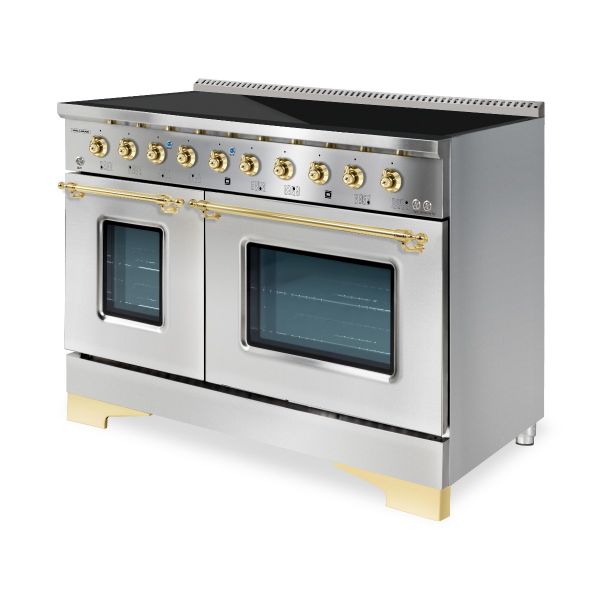 HALLMAN Classico 48-inch Induction Range with Brass Trim - HCLIR48BS