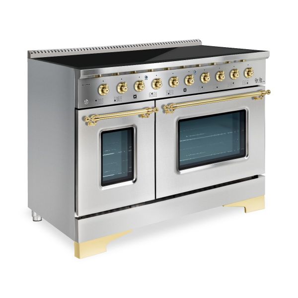 HALLMAN Classico 48-inch Induction Range with Brass Trim - HCLIR48BS