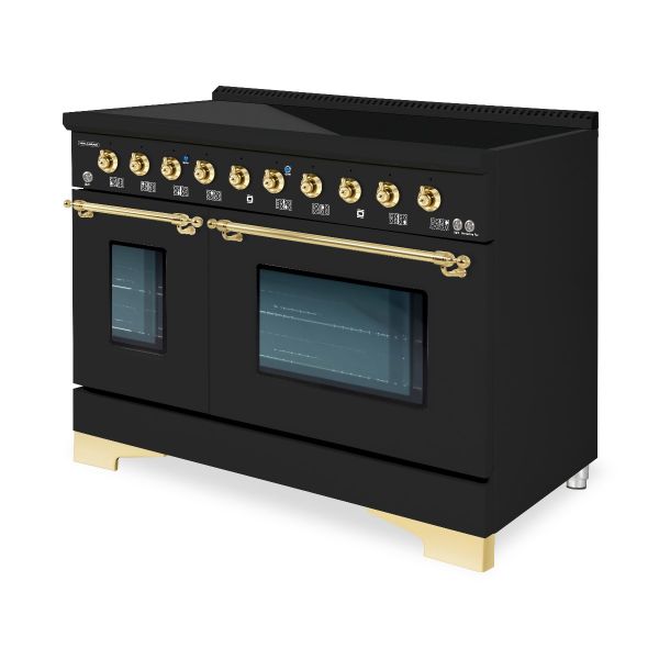 HALLMAN Classico 48-inch Induction Range with Brass Trim - HCLIR48BS