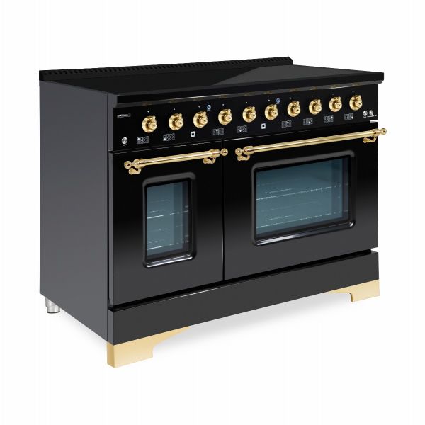 HALLMAN Classico 48-inch Induction Range with Brass Trim - HCLIR48BS