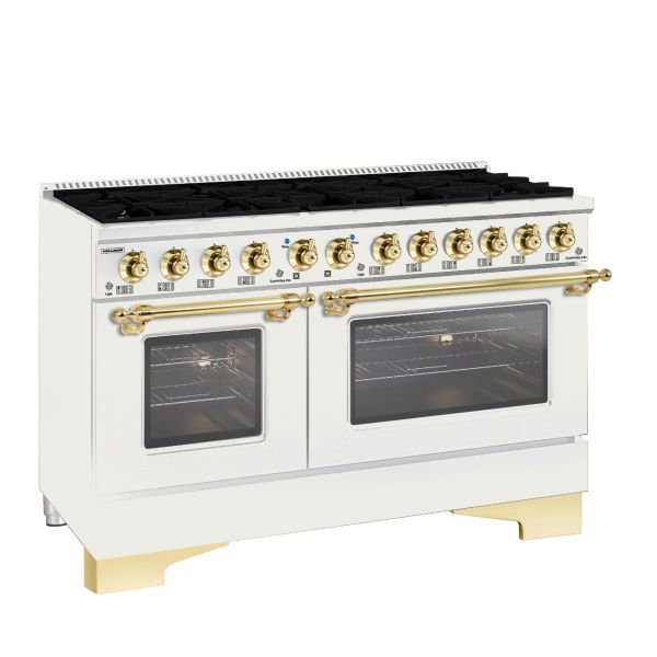 HALLMAN Classico 60" Freestanding Dual Fuel Range Gas Stove-Electric Oven with Brass Trim - HCLRDF60BS