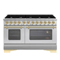 HALLMAN Classico 60" Freestanding Dual Fuel Range Gas Stove-Electric Oven with Brass Trim - HCLRDF60BS