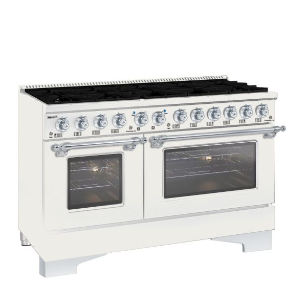 HALLMAN Classico 60" Freestanding Dual Fuel Range Gas Stove-Electric Oven with Chrome Trim - HCLRDF60CM