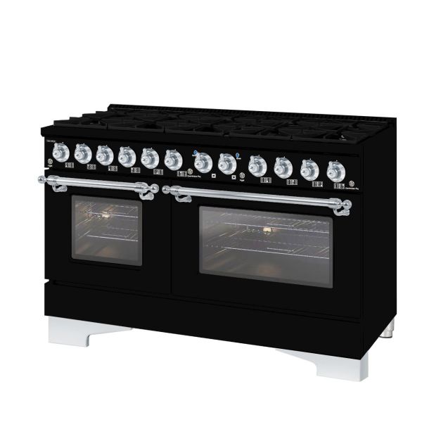 HALLMAN Classico 60" Freestanding Dual Fuel Range Gas Stove-Electric Oven with Chrome Trim - HCLRDF60CM