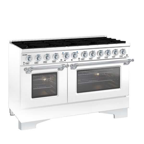 HALLMAN Classico 60" Freestanding Dual Fuel Range Gas Stove-Electric Oven with Chrome Trim - HCLRDF60CM