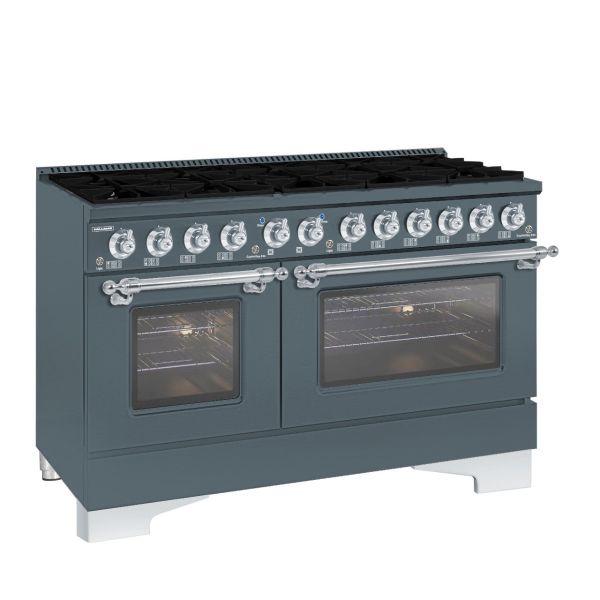 HALLMAN Classico 60" Freestanding Dual Fuel Range Gas Stove-Electric Oven with Chrome Trim - HCLRDF60CM