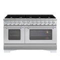 HALLMAN Classico 60" Freestanding Dual Fuel Range Gas Stove-Electric Oven with Chrome Trim - HCLRDF60CM