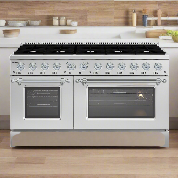 HALLMAN Classico 60" Freestanding Dual Fuel Range Gas Stove-Electric Oven with Chrome Trim - HCLRDF60CM