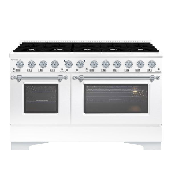 HALLMAN Classico 60" Freestanding Dual Fuel Range Gas Stove-Electric Oven with Chrome Trim - HCLRDF60CM